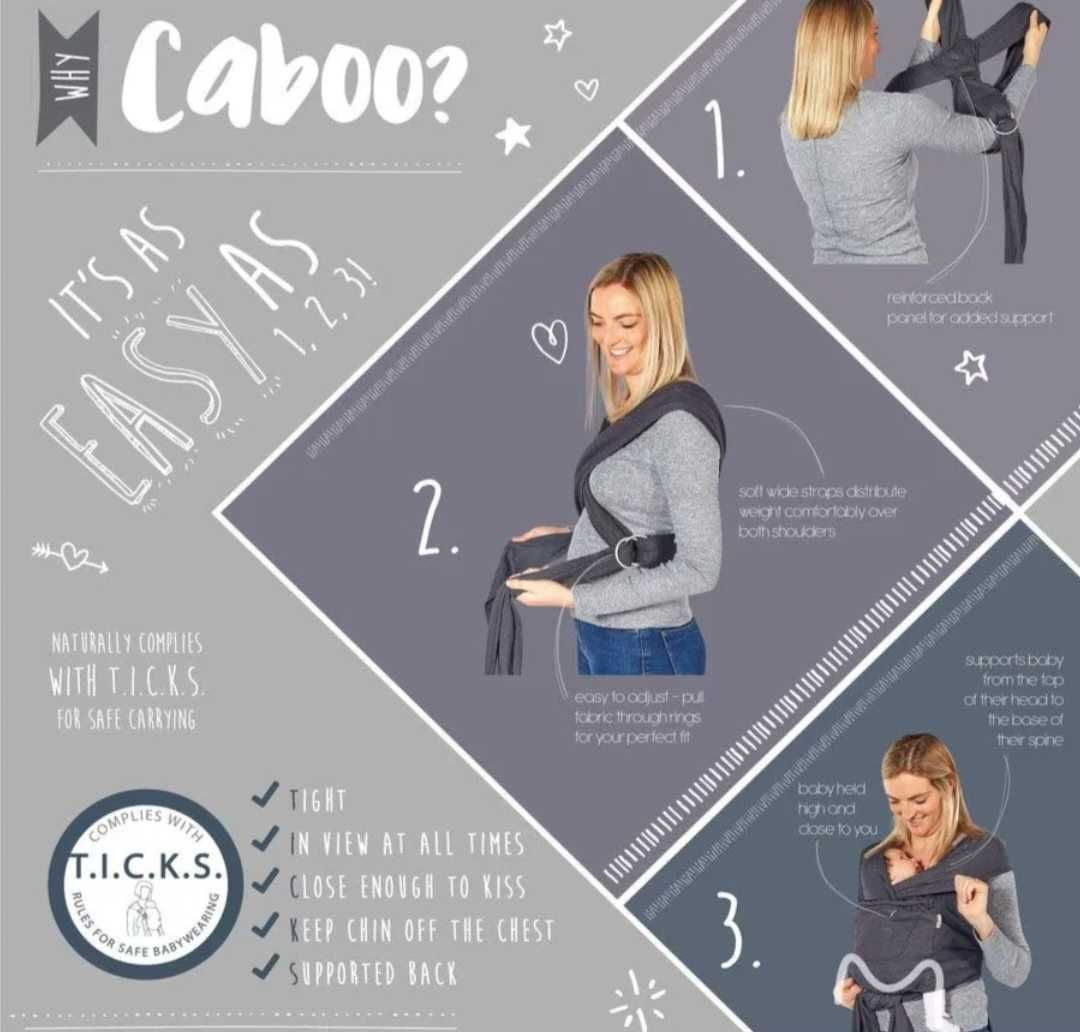 Хибриден Слинг Caboo + cotton /подходящ за новородени/ лесно поставяне