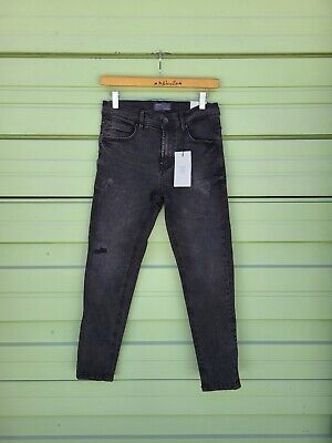 ZARA MAN Black/Gray BASIC Slim fit JEANS Five Pockets RIPPED SIZE 44