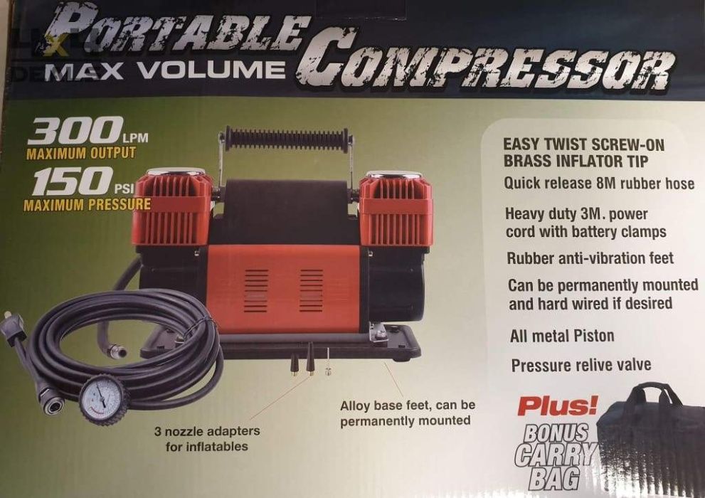 Compresor aer auto 300 litri / min PROFESIONAL - doua motoare TYREX