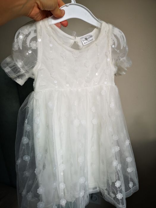Рокля бяла 86 см 12-18м