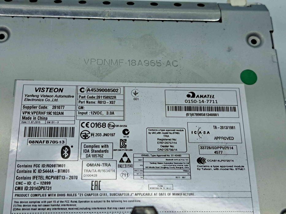 Radio CD SMART Fortwo Coupe (W453) [Fabr 2014-2019] 18A965