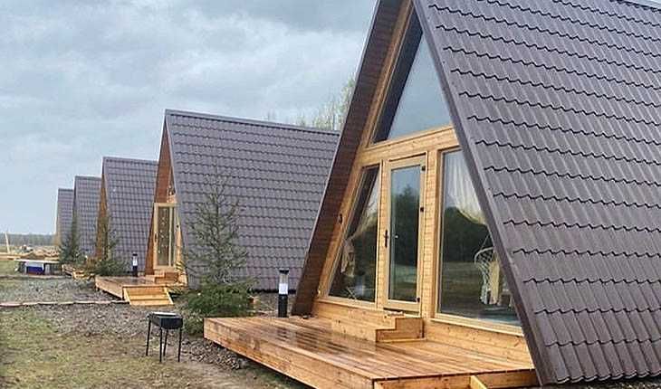Cabane tip A, case modulare pe structura metalica