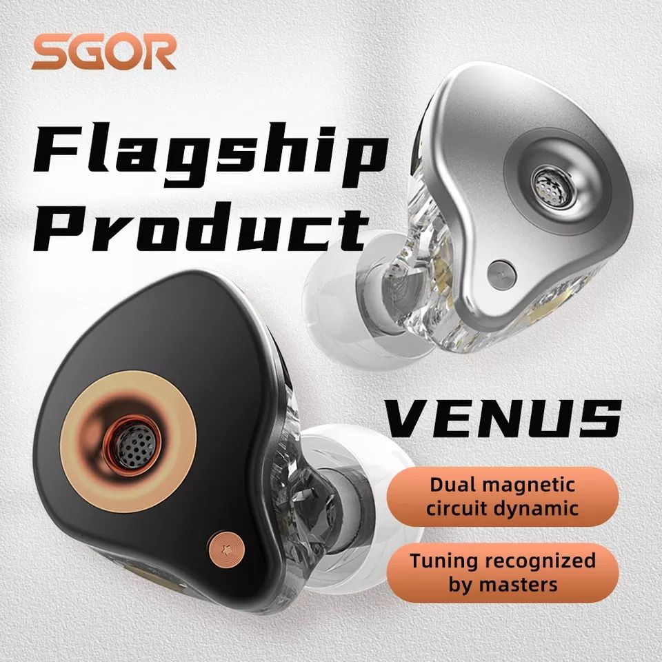 Кабелни IEM слушалки SGOR Venus Hybrid, полуоворен монитор, 2 DD