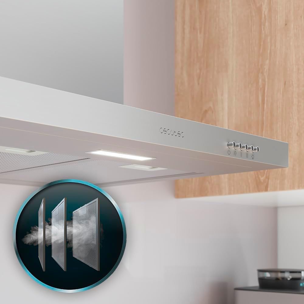 Hota inox 60 cm Cecotec 350 m3/h clasa A cu filtru carbon | 028769