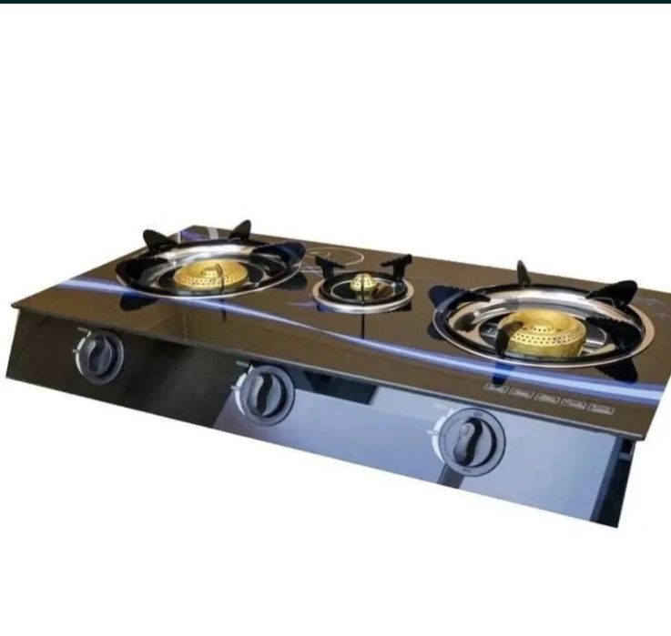 Газов котлон с 3 горелки, стъклен панел, газова , с пиезо запалване