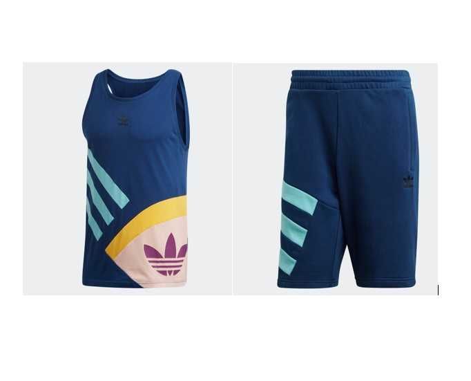 Комплект потник/къси гащи Adidas originals размер S нейви син/резеда