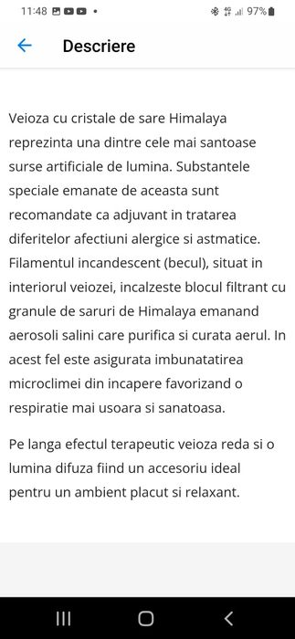 Veioza din sare de Himalaya de 12 kg