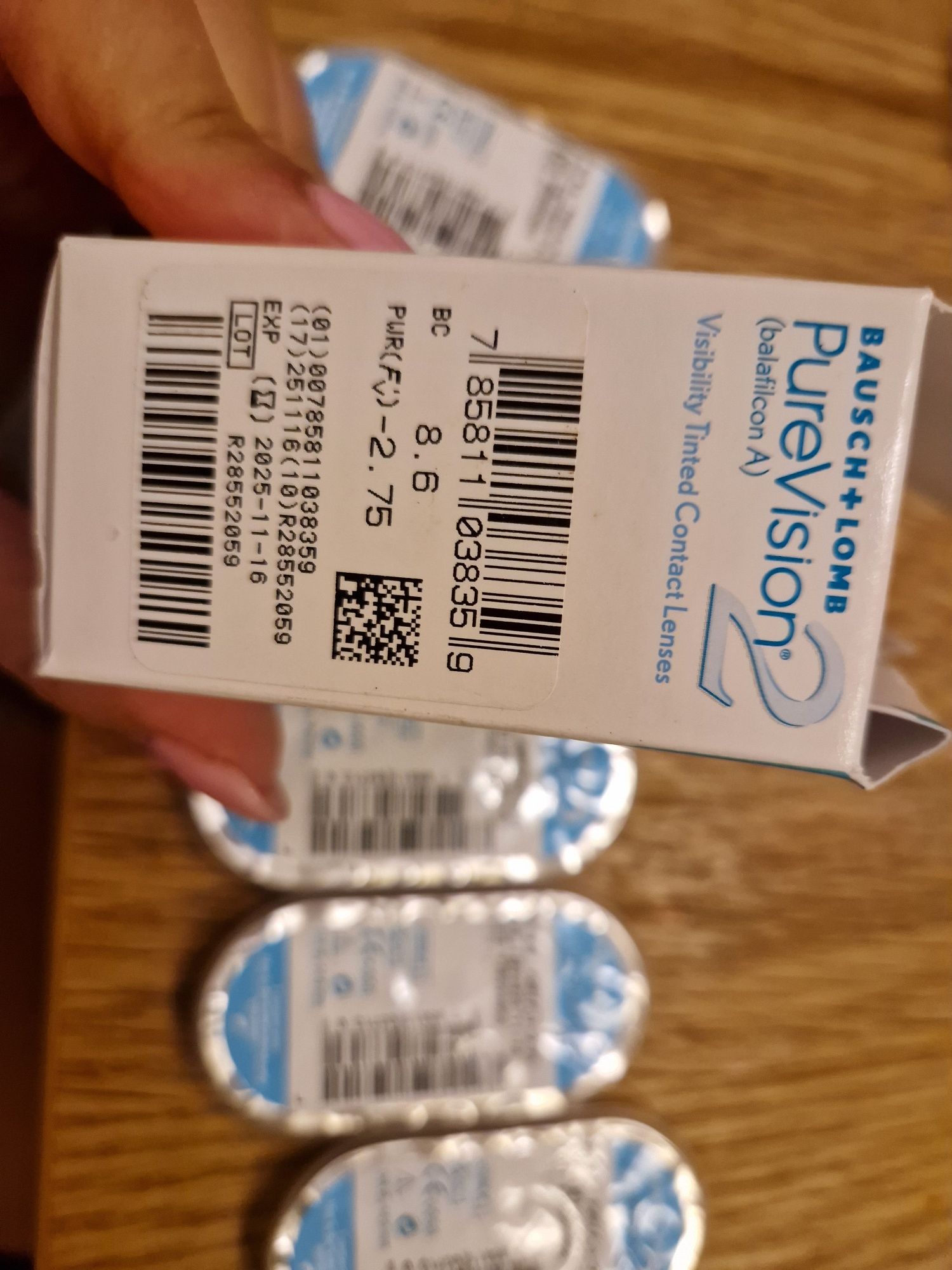 5 броя лещи Bausch Pure Vision 2 диоптър-2.75