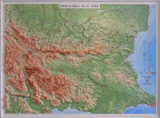 Релефна карта на България.