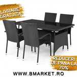 Set mobilier gradina/terasa 4 scaune si masă 150x90 Negru s au Bej NOU