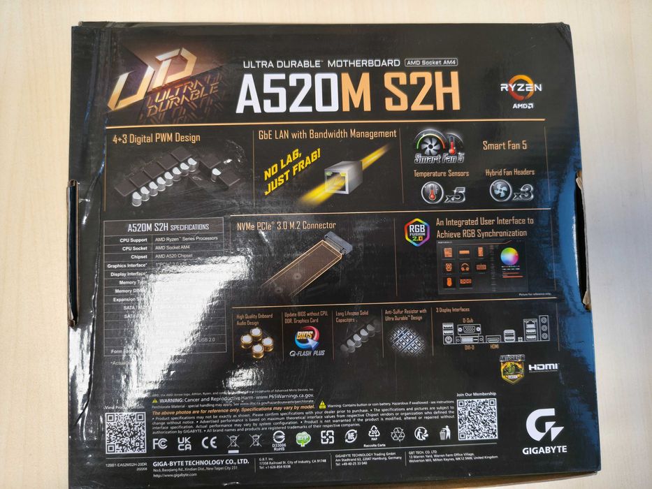Дъно GIGABYTE A520M S2H – сокет AM4