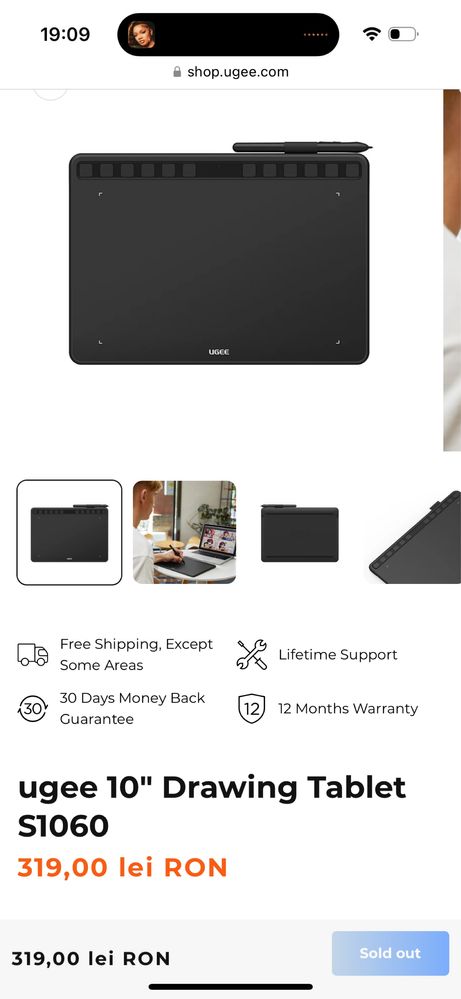 Tableta grafica UGEE S1060 - Compatibila Windows, Mac, Android, Linux