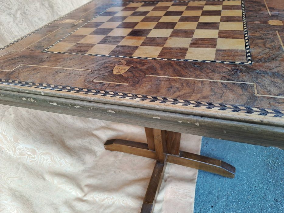 masa de sah lemn intarsie 67/67 cm