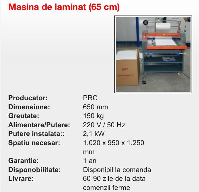 Masina de laminat la cald pentru carton sau hartie (65 cm)