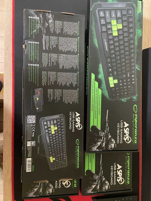 4 bucati Tastatura gaming Aspis Esperanza, interfata USB, Negru/Verde