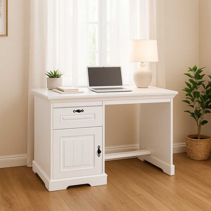 Birou din lemn masiv Cleopatra, alb