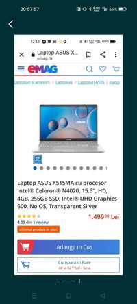 Laptop ASUS X515MA cu procesor Intel® Celeron® N4020, 15.6", Full HD,