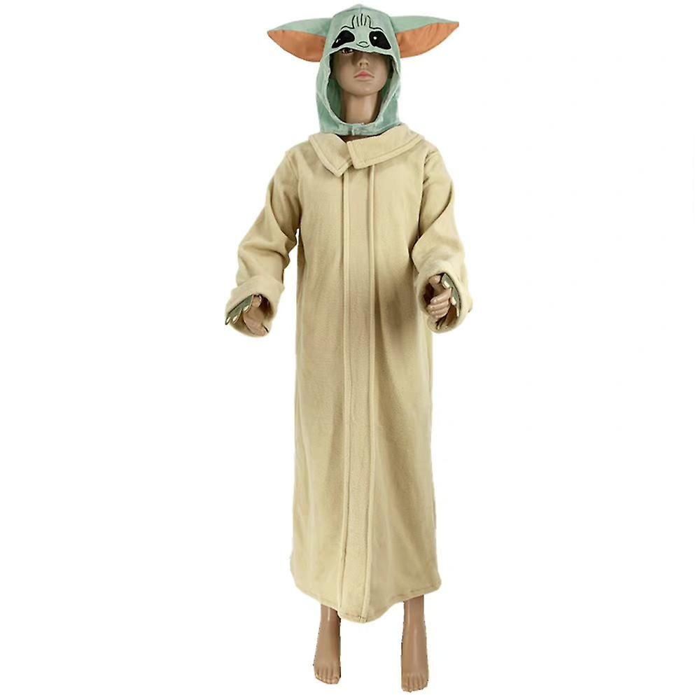 Costum pentru copii Baby Yoda, bej, 5-7 ani, masca inclusa