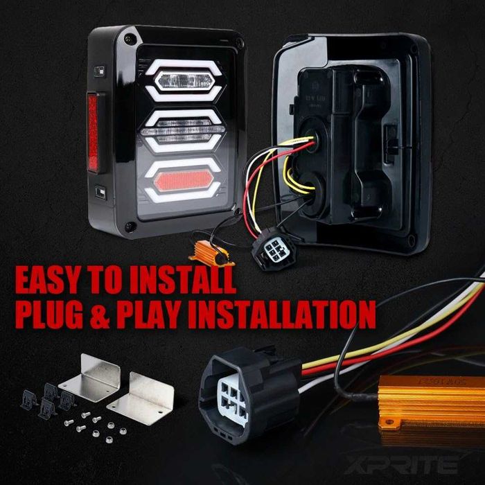 Stopuri LED Jeep Wrangler JK/JKU 2007–2018 – Lentilă Fumurie,
