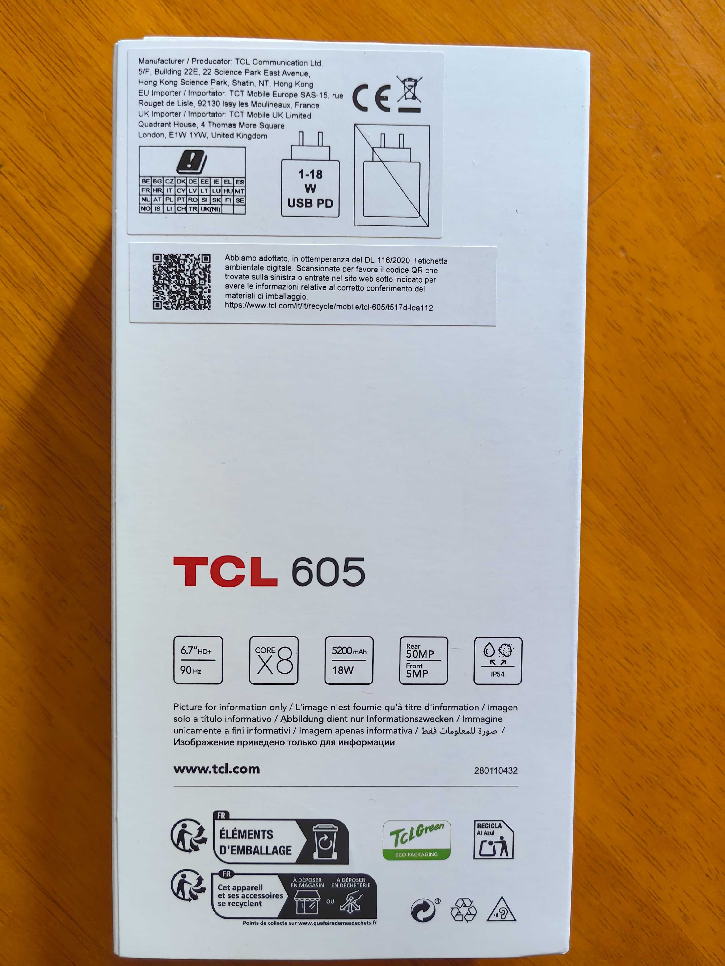 Смартфон TCL 605, 4 GBщ RAM, 128 GB, Две SIM, три години гаранция