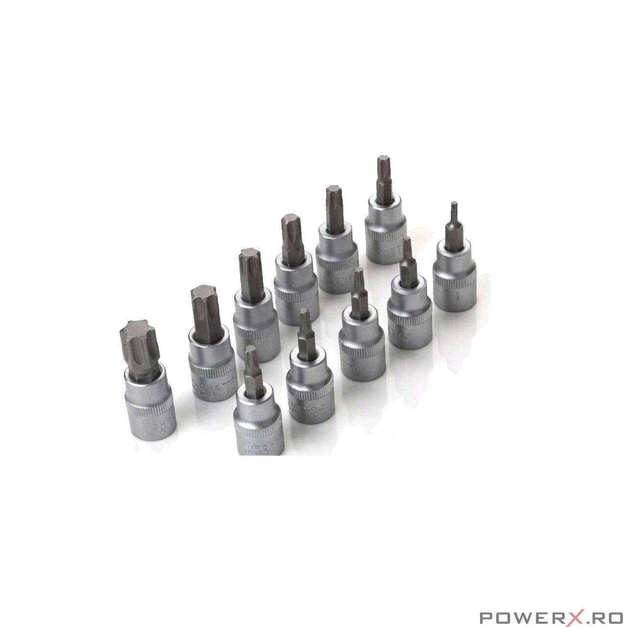 Trusa tubulare tip E si Torx, 1/2",19 piese, Silver