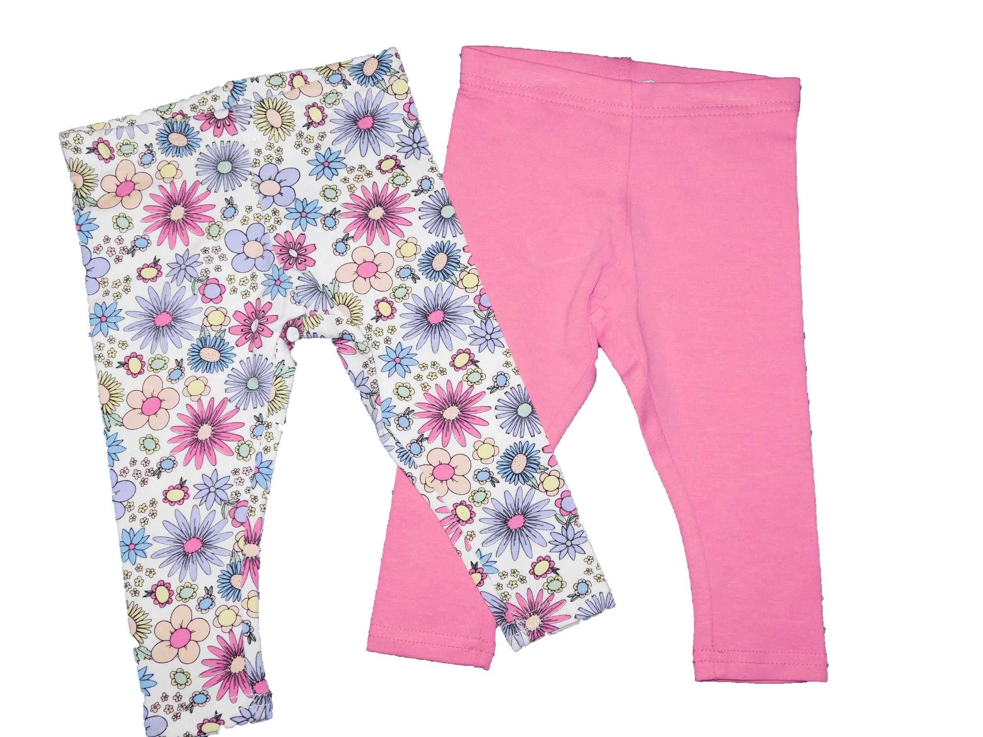 Set de 2 perechi de pantaloni cu culori roz si flori pentru bebelus