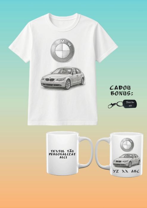 Set cadou: tricou, cană și breloc personalizate la 100 lei