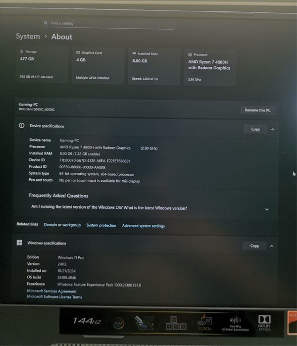 Laptop gaming asus rog strix G15 G513IC