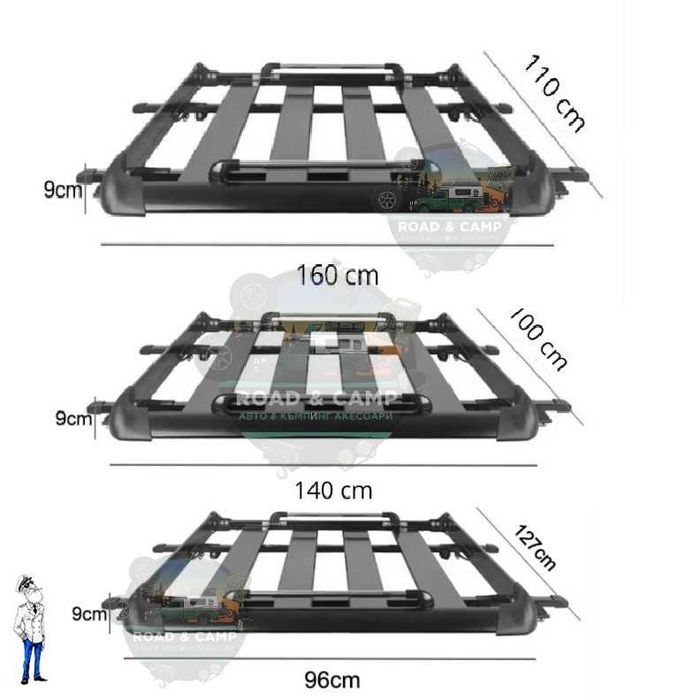 Багажник за автомобил, скара, Универсален, алуминий + стомана, 3 р-ра