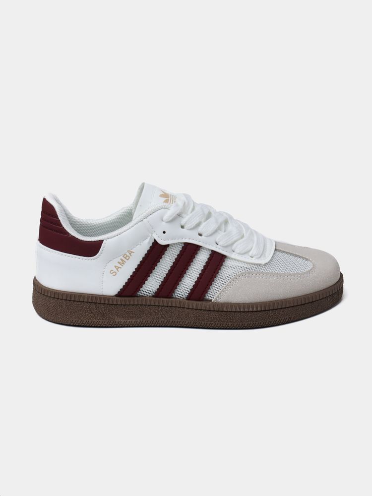 Женские кроссовки adidas samba бордового и черного цветв