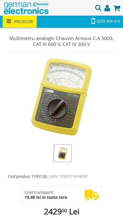 NOU-Multimetru analogic Chauvin Arnoux C.A 5003+cleste de curent MN89