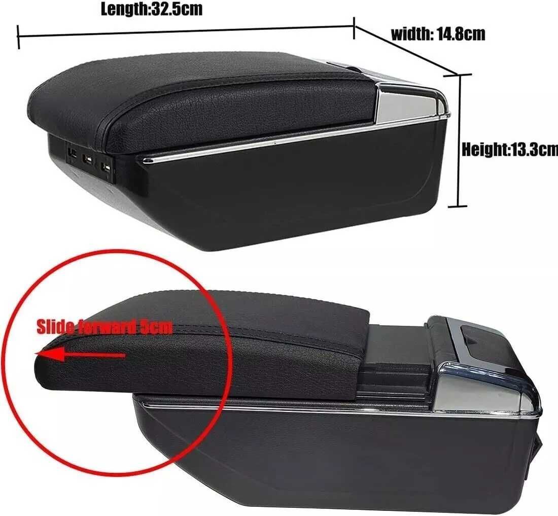 Подлакътник Барче Конзола за Kia Picanto 14 - 19 черен USB порт