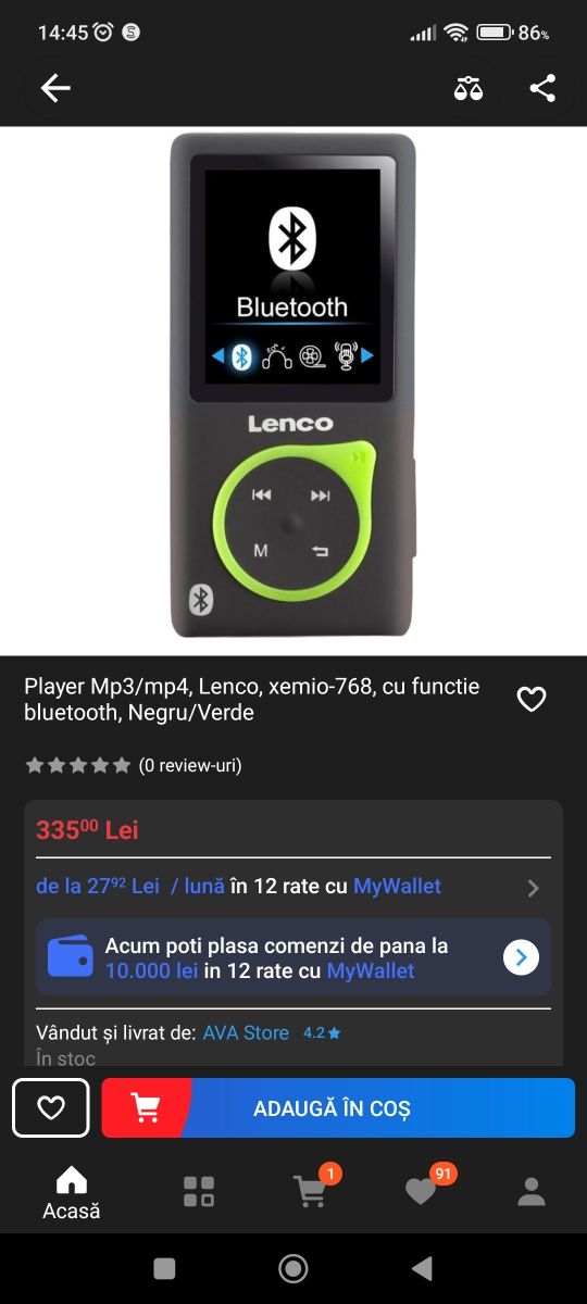 MP3/MP4 Lenco xemio 767BT Nou pachet