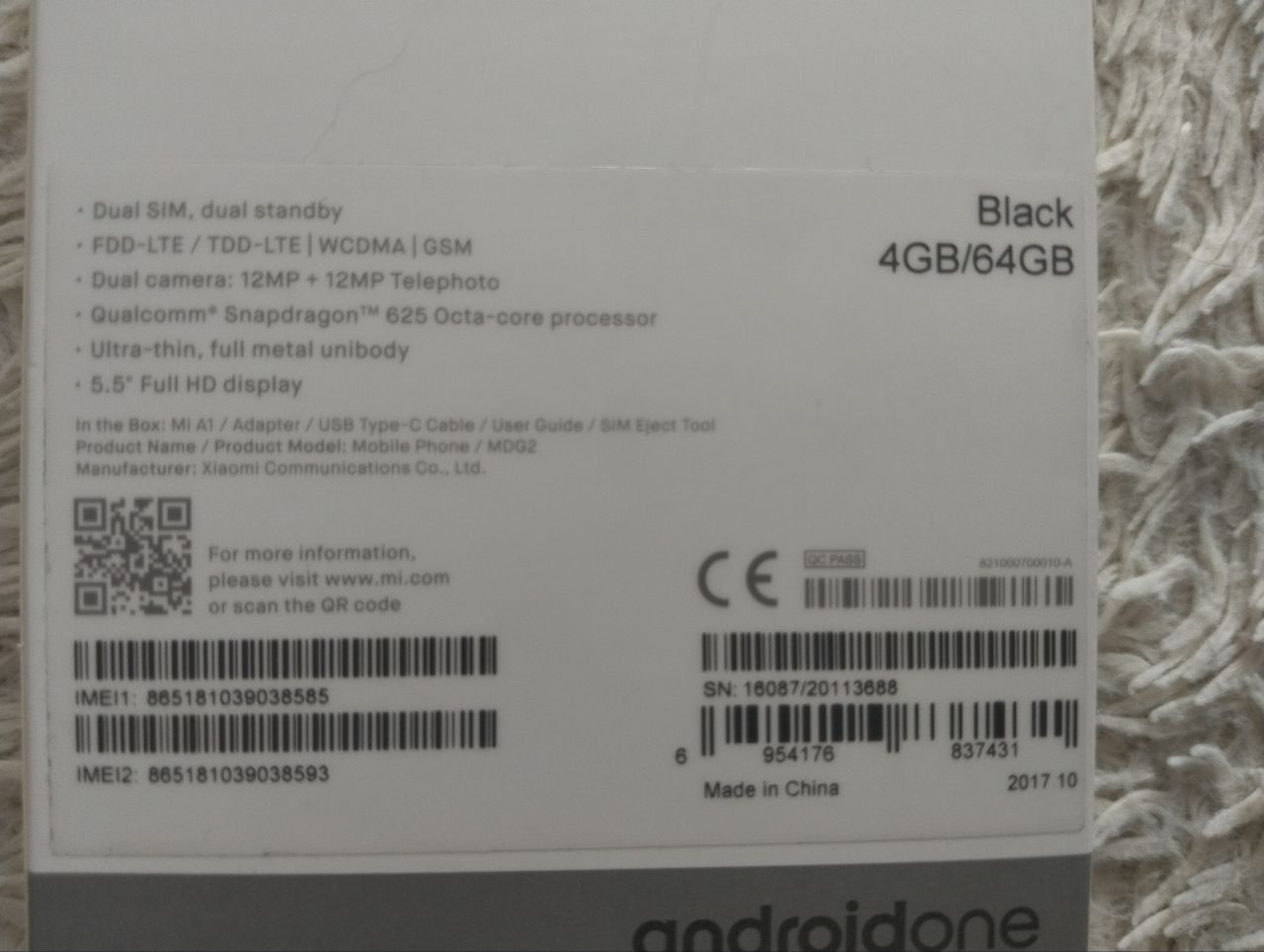 Продам смартфон Xiaomi mi a 1