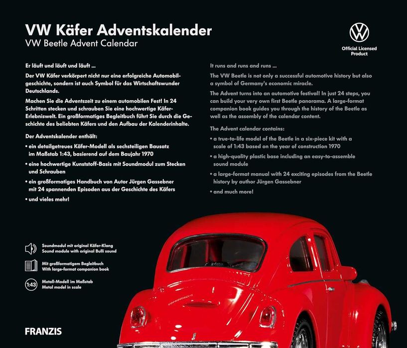 VOLKSWAGEN BEETLE фолксваген бийтъл 1:43 метална кола Коледен календар