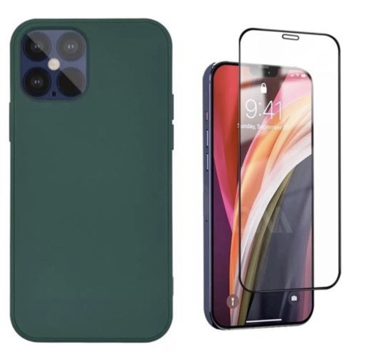 Iphone 12/13/14 PRO MAX Husa Alcantara Slim Silicon + Folie Sticla 9D