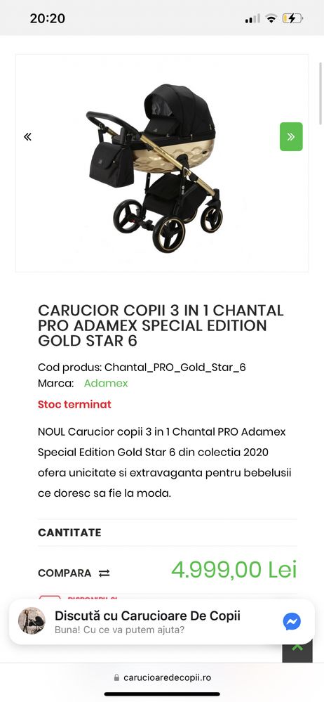 Carucior copii 3 in 1 Chantal PRO Adamex Special Edition Gold