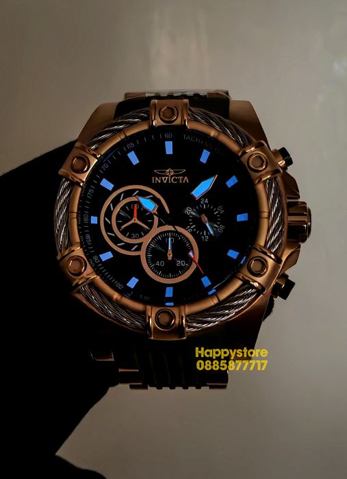 INVICTA Bolt Vestige Green/Gold 52 mm, Инвикта нов ръчен часовник