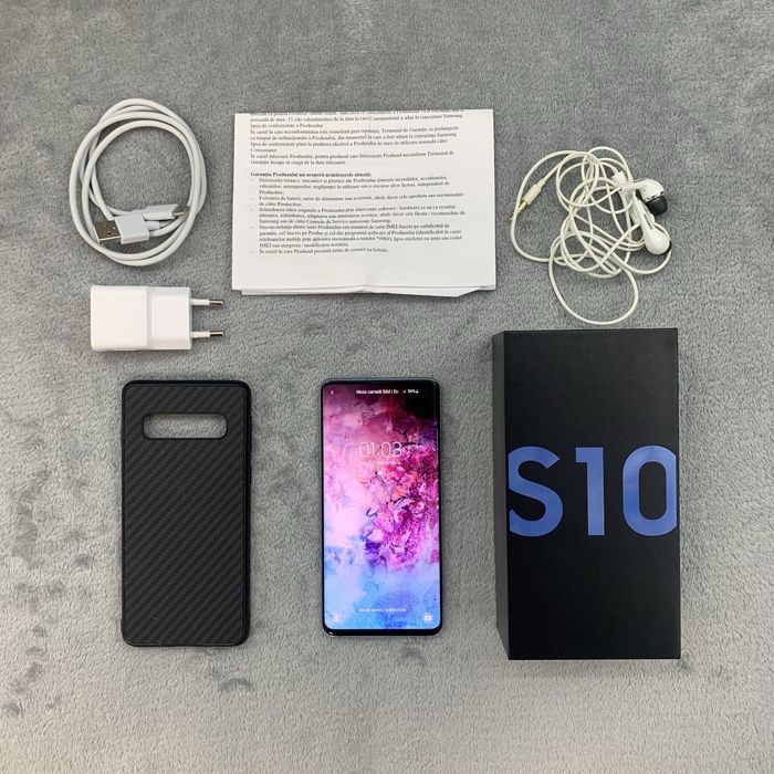 Samsung Galaxy S10 128GB  + Cutie + Casti + Incarcator + Husa