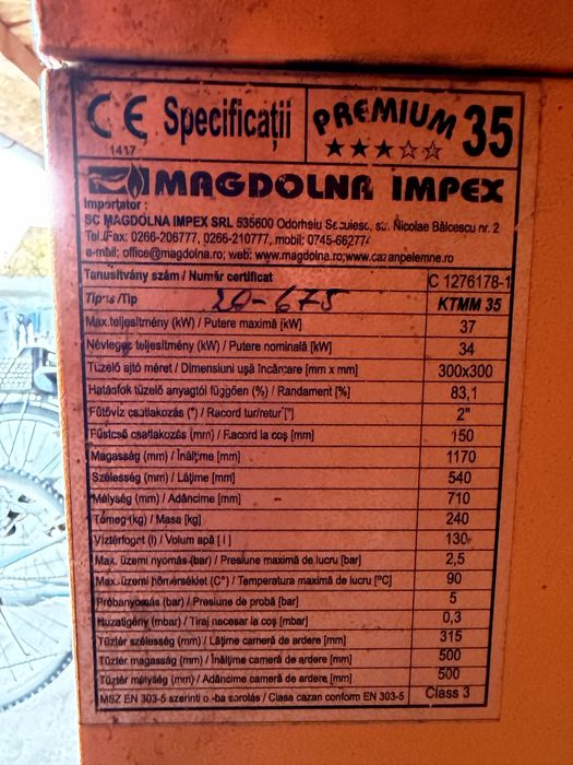 Centrala pe lemne Premium 35 kw impecabila!