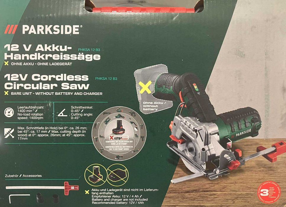 Parkside - Акумулаторен циркуляр 12V