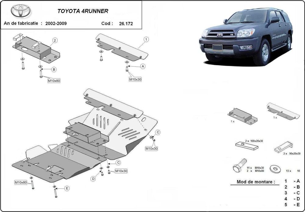 Метална кора под двигател,скорости TOYOTA Land Cruiser  4RUNNER 02-09