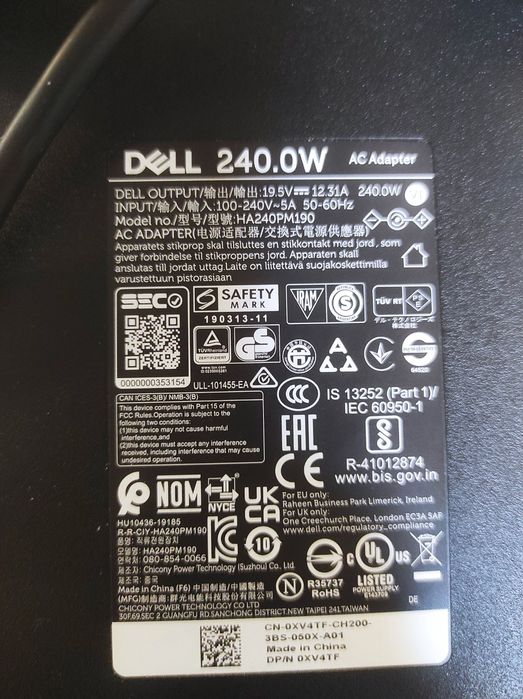 Incarcator laptop original Dell 240W 19.5V 12.3A, tip mufa 7.4 mm x 5.