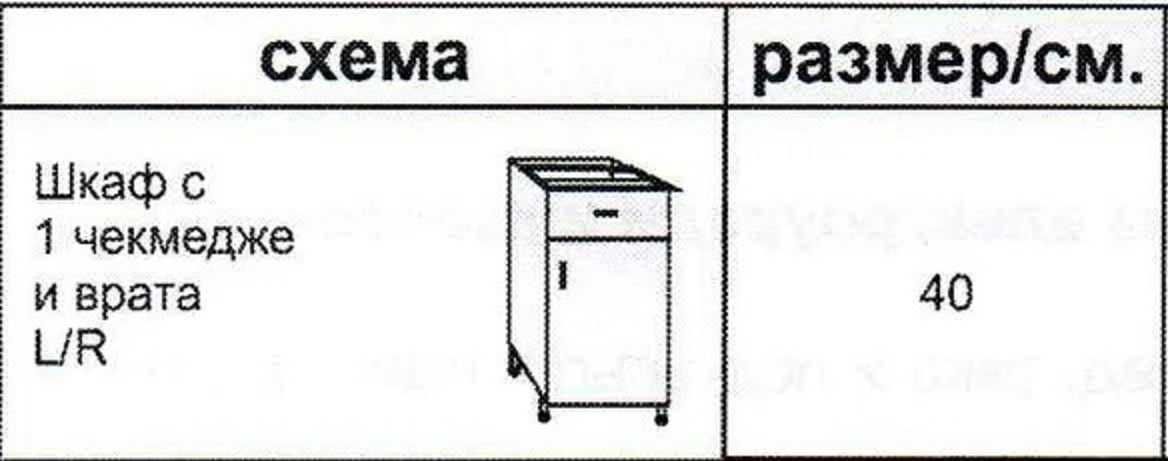 Шкаф с 1 врата и 1 чекмедже, широчина 40 cm., ляв/десен