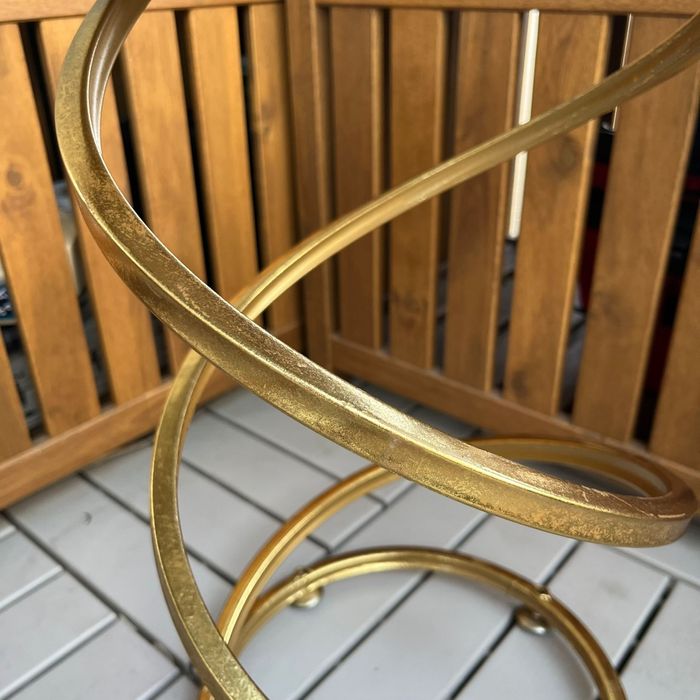 Masuta Laterala Mauro Ferretti Spiral Marble Ø 27, 5X47, 5 cm, Auriu/A