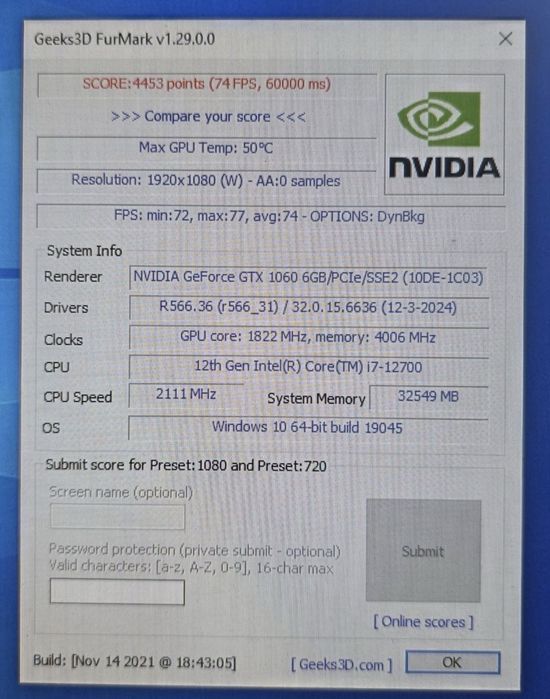 NVIDIA GeForce Asus GTX 1060 6GB White Dual Fan