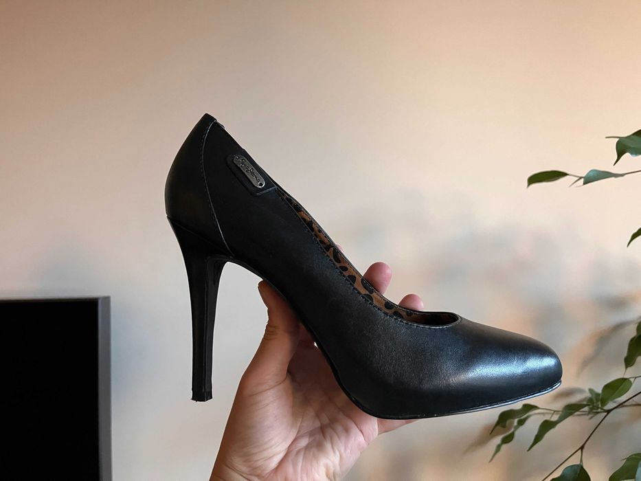 Обувки на ток черни Pepe Jeans естествена кожа,