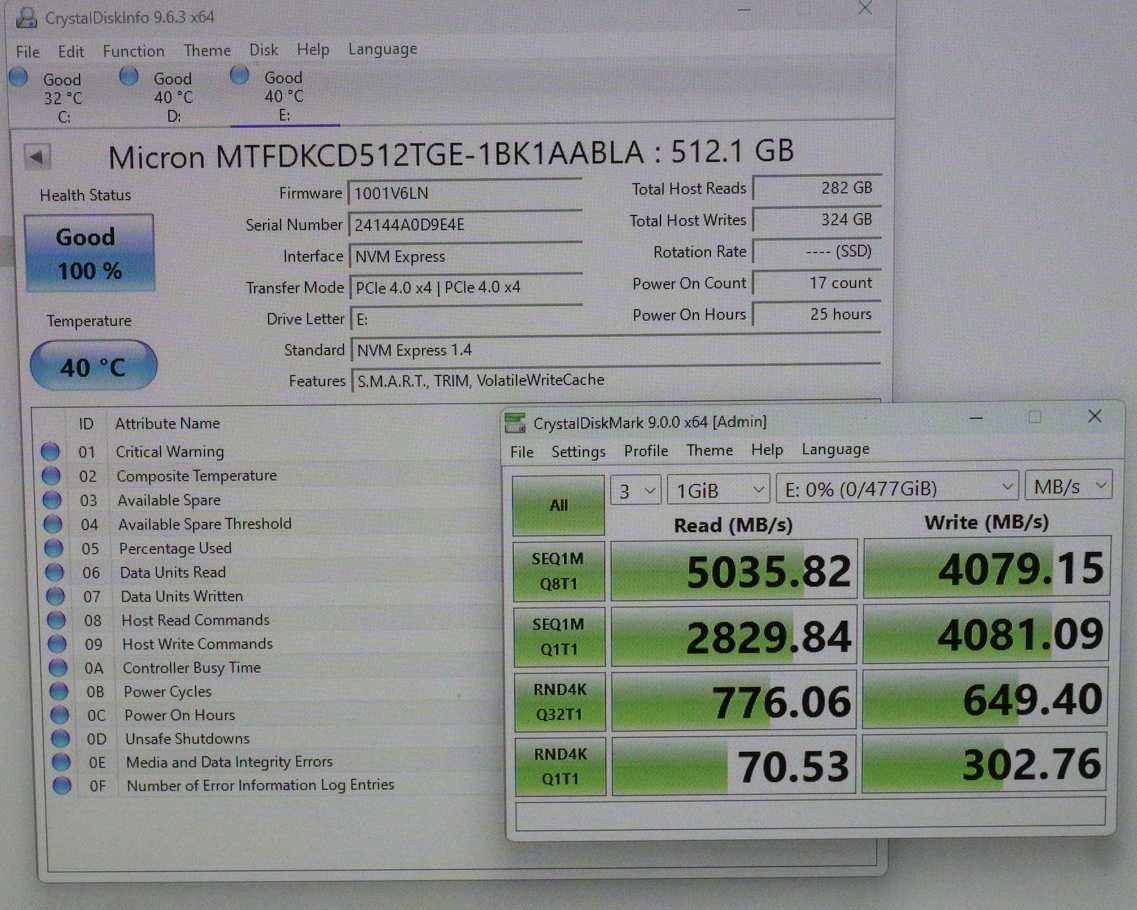 512GB SSD Nvme m.2 Micron 2550 - gen4, 5000/4000mbs, 2242 form factor