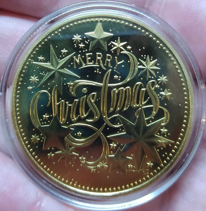 Коледно - новогодишен плакет в защитна капсула . Merry Christmas