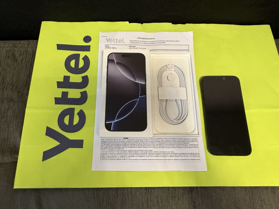 КАТО НОВ 1TB iPhone 16 Pro Max Yettel Гаранция 2027 г. Black